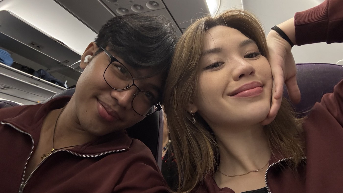 Our first international flight · Hong Kong